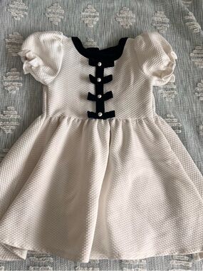 Janie and Jack White Dress with Black Trim and Buttons
